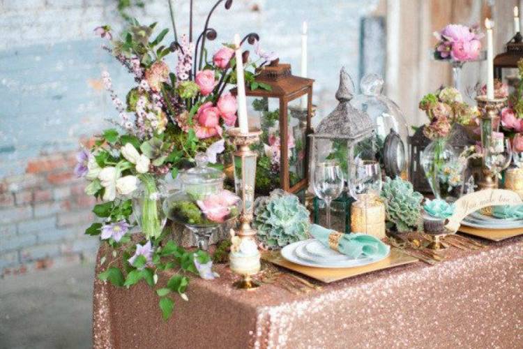 Rose Gold sequin banquet table