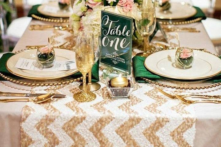 Gold chevron sequin runner