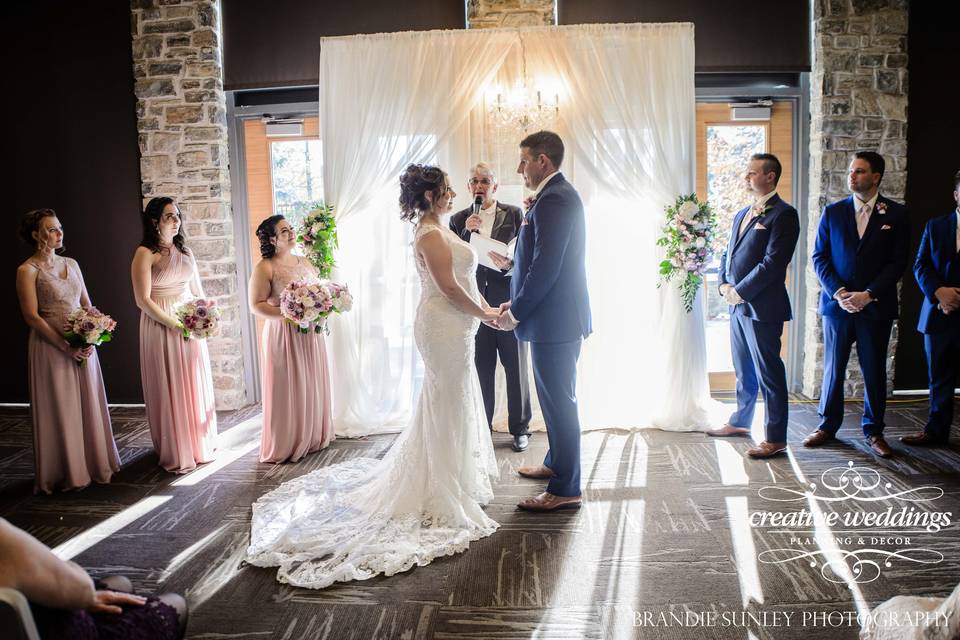 Bride and bridesmaids in blush