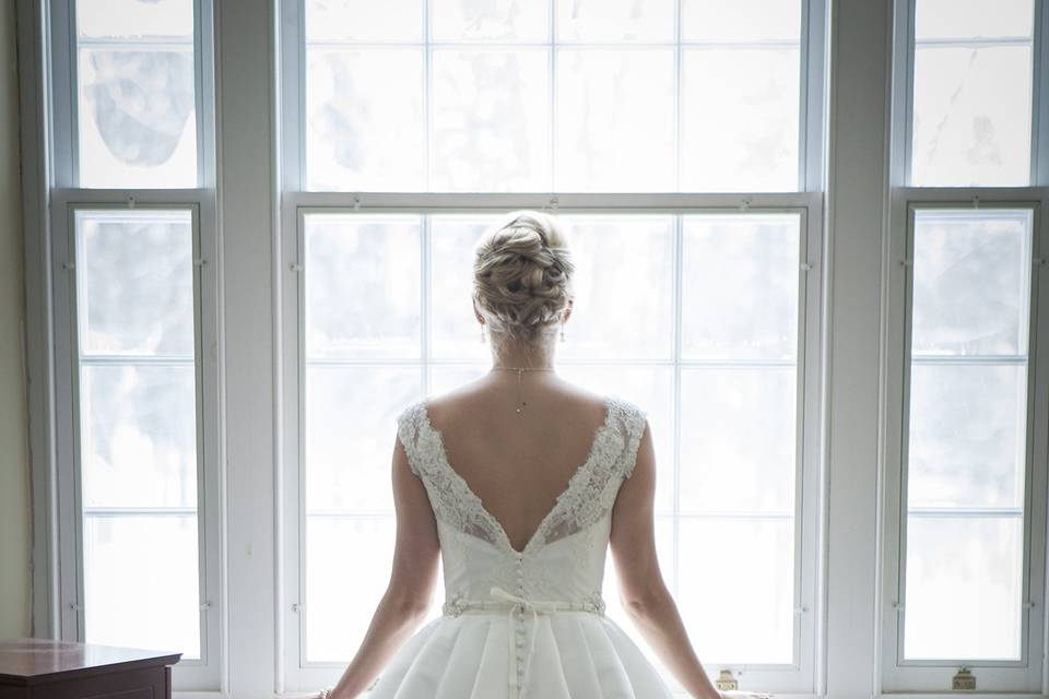 Bride looking out