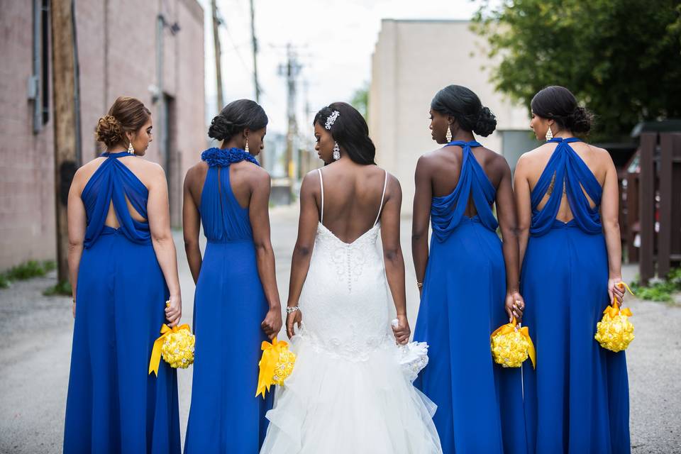 Bride and bridesmaids