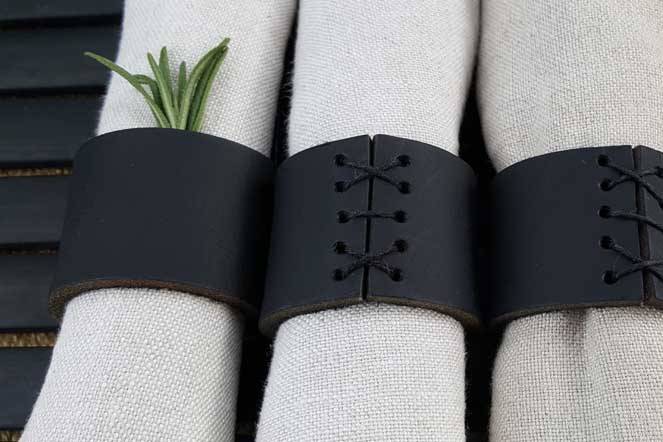 Black Leather Napkin Rings