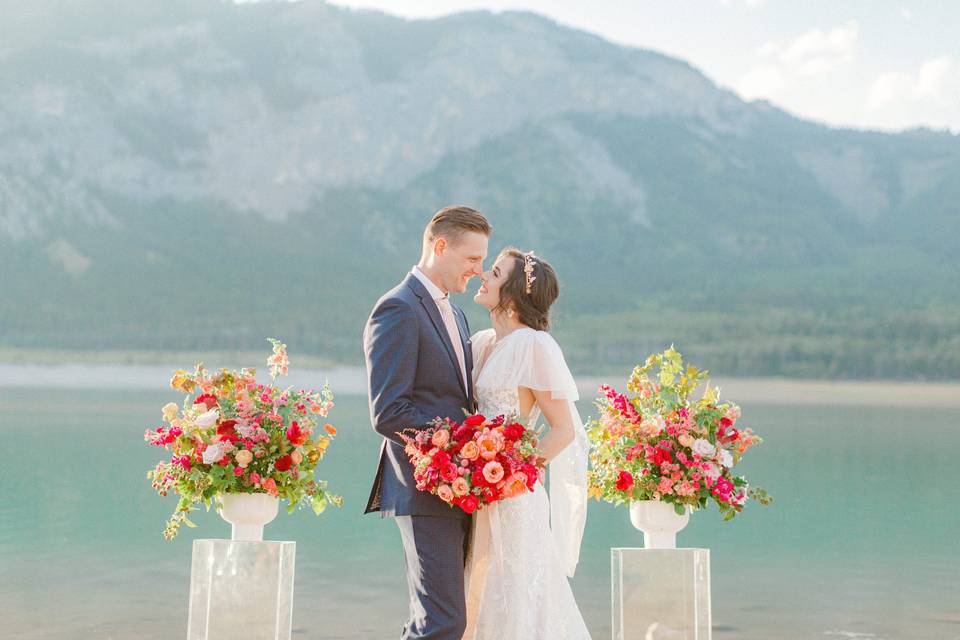 Fall Lake House Wedding Mantel