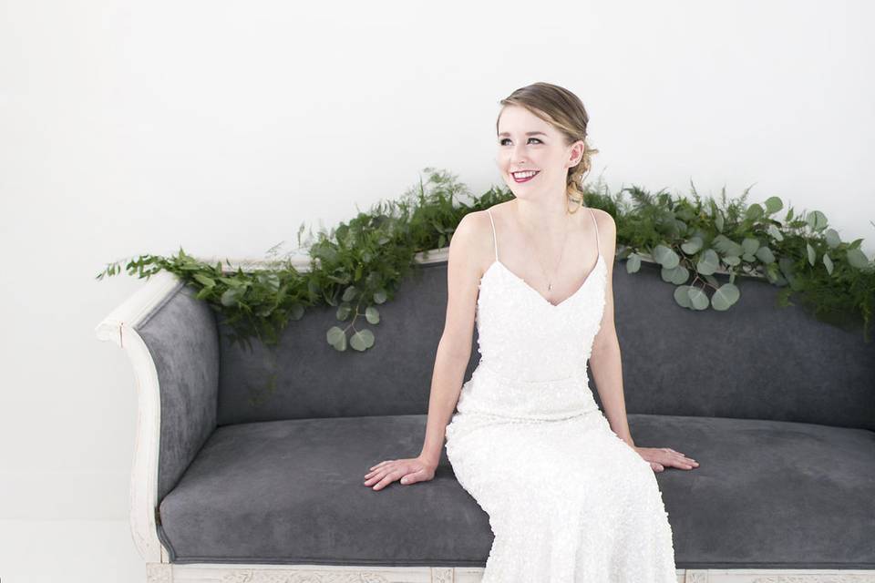 Calgary bride with garland