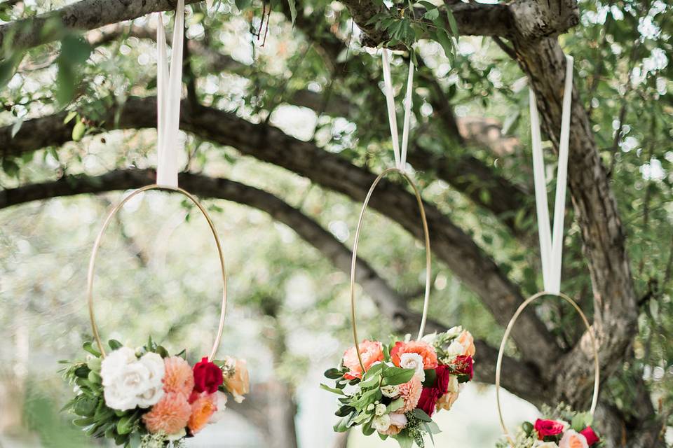 Hanging floral hoops