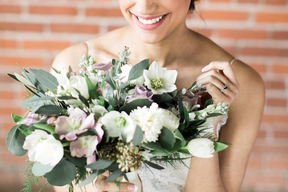 Calgary bride with garland