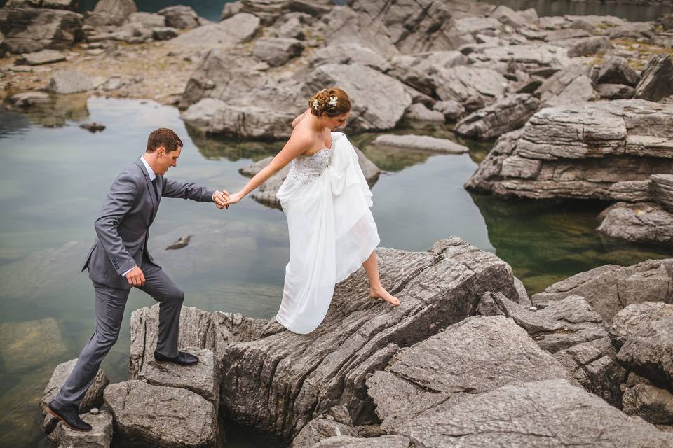 Outdoor wedding portrait