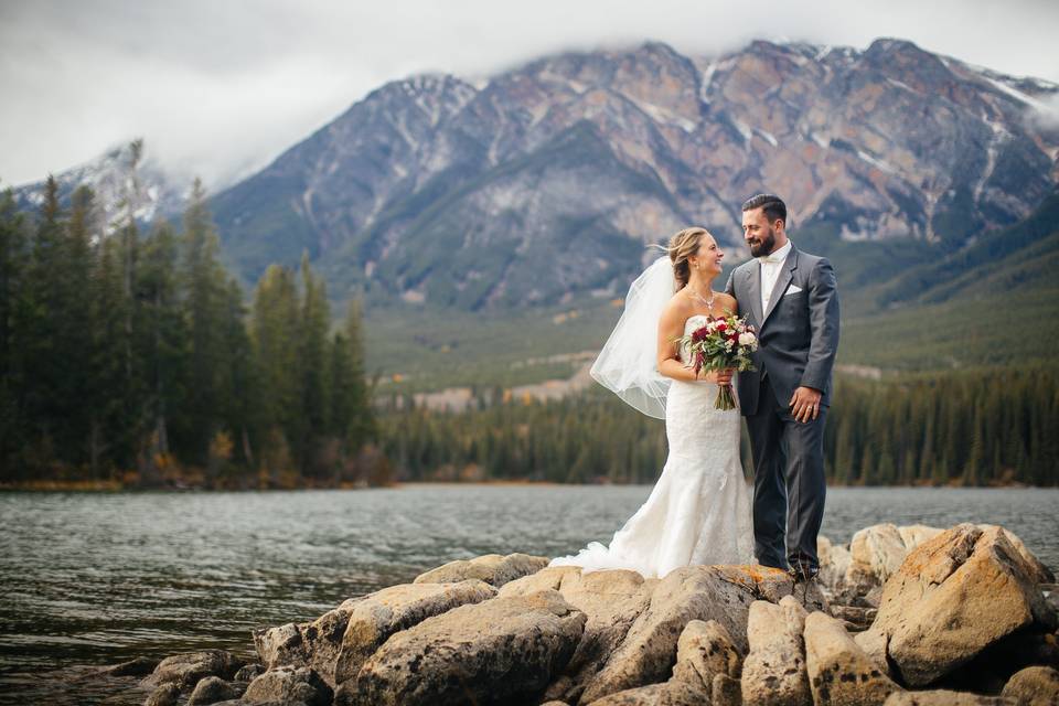 Pyramid island wedding