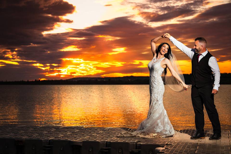 Sunset wedding portrait