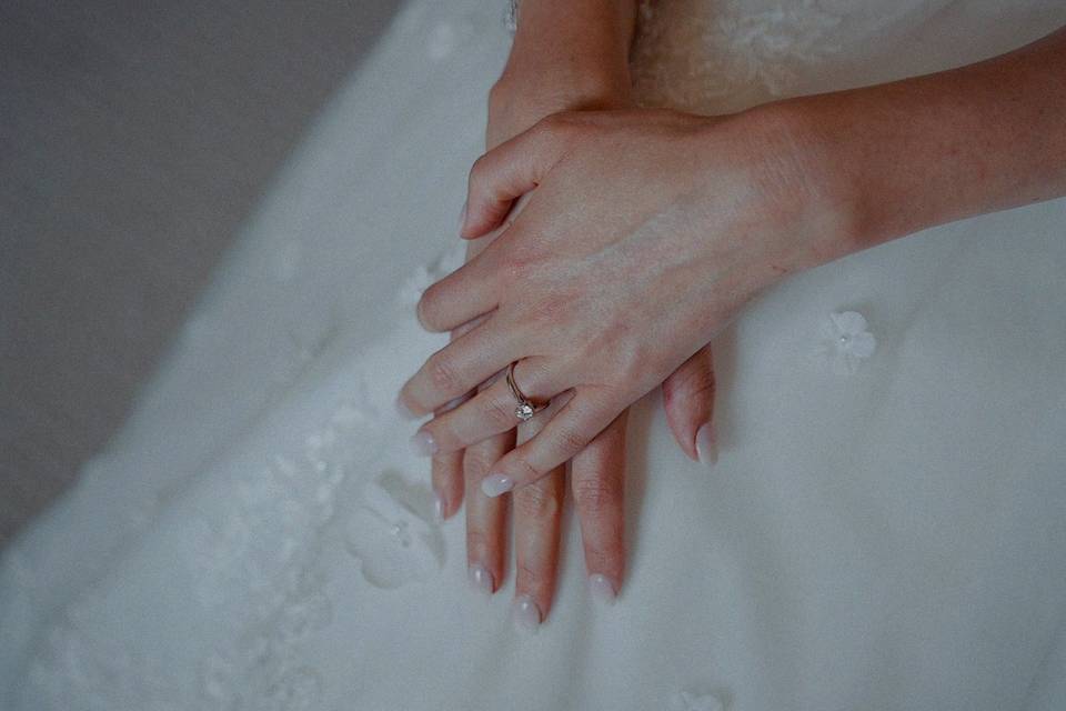 Close up brides hands