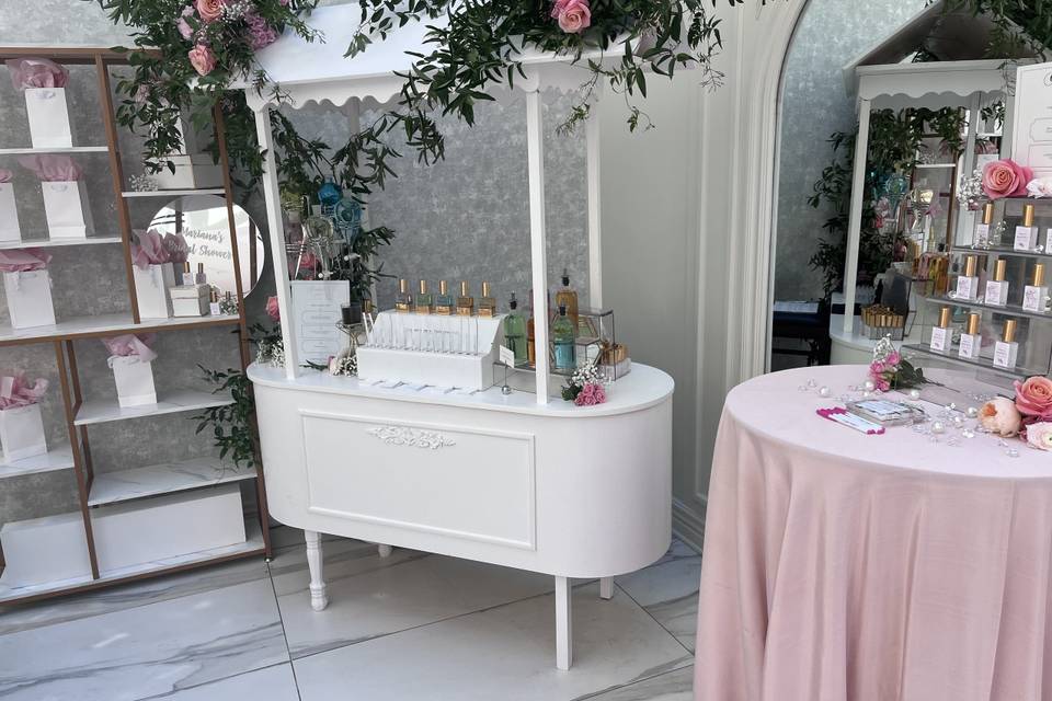 Perfume bar at bridal shower