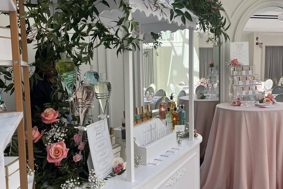 Perfume bar at bridal shower