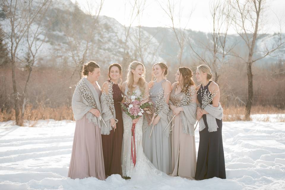 Winter bridesmaids