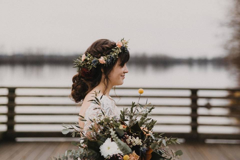 Bouquet and flower crown