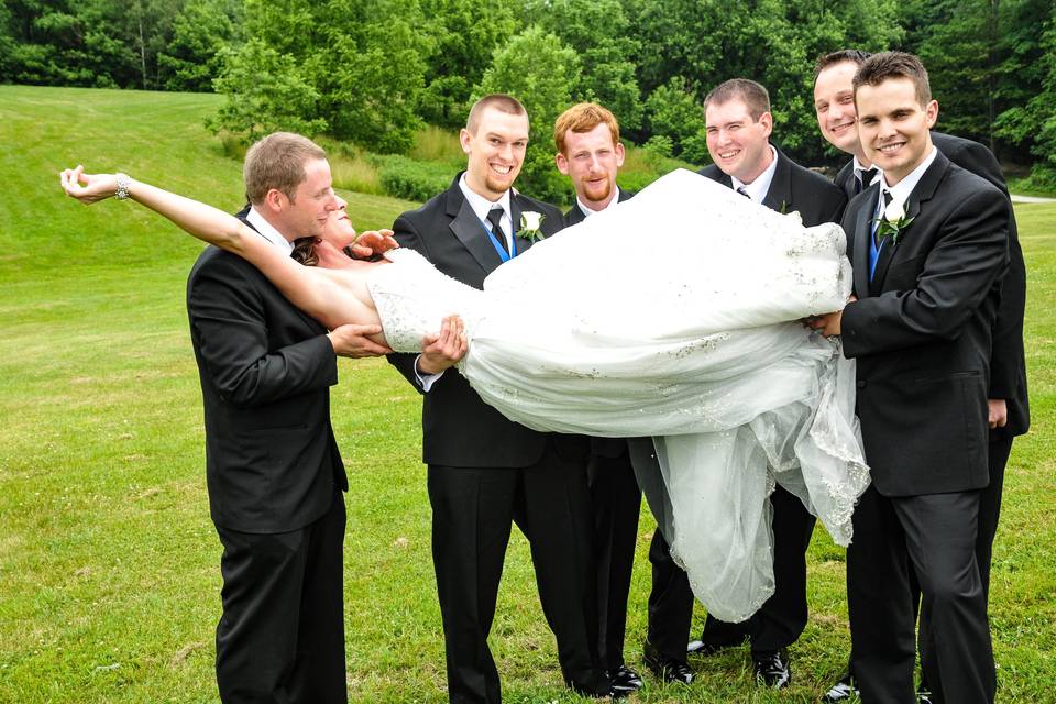 Holding up the bride