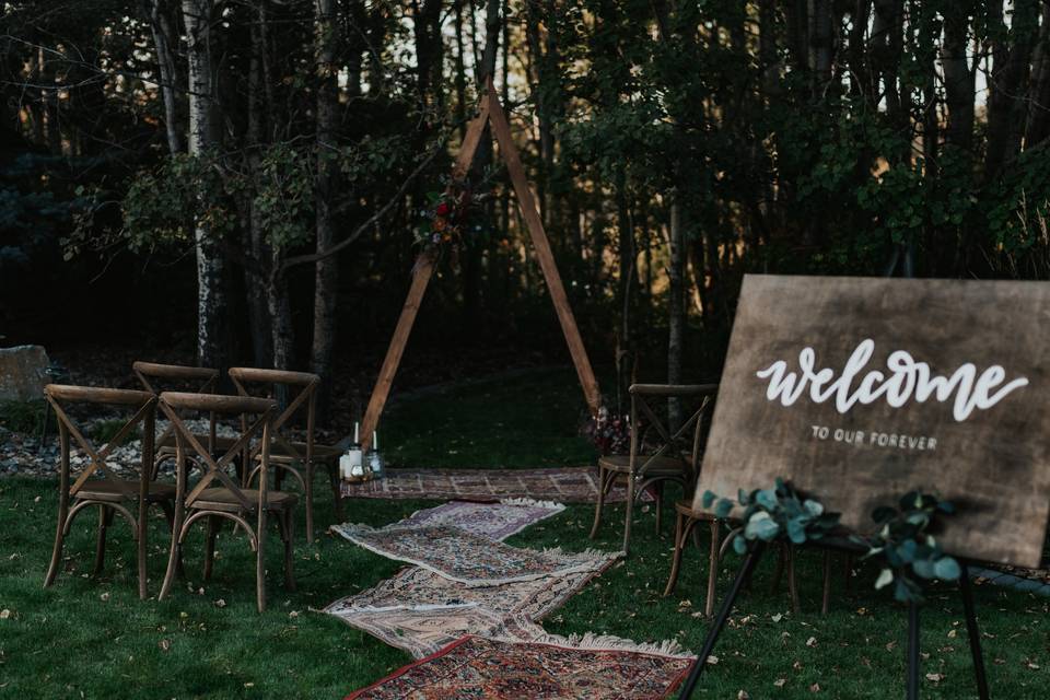 Elopement ceremony setup