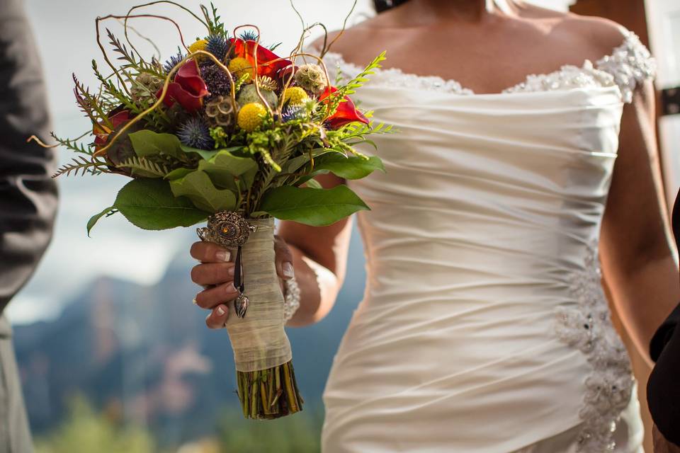 A bright bridal bouquet