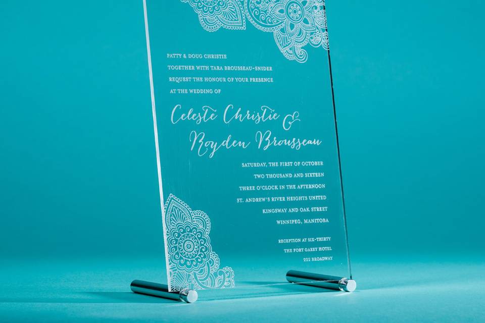 Acrylic engraved invitation