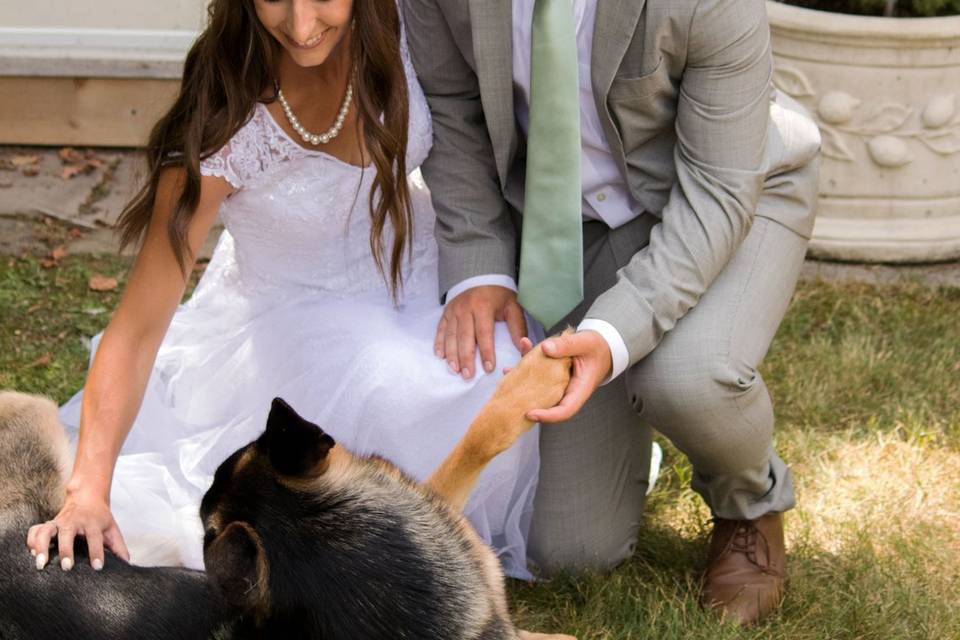 Newlyweds with a fury friend