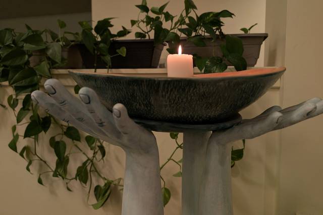 A lit chalice