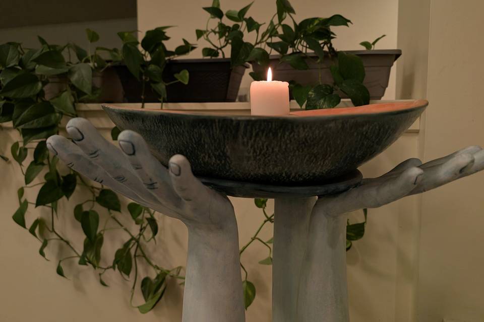 A lit chalice
