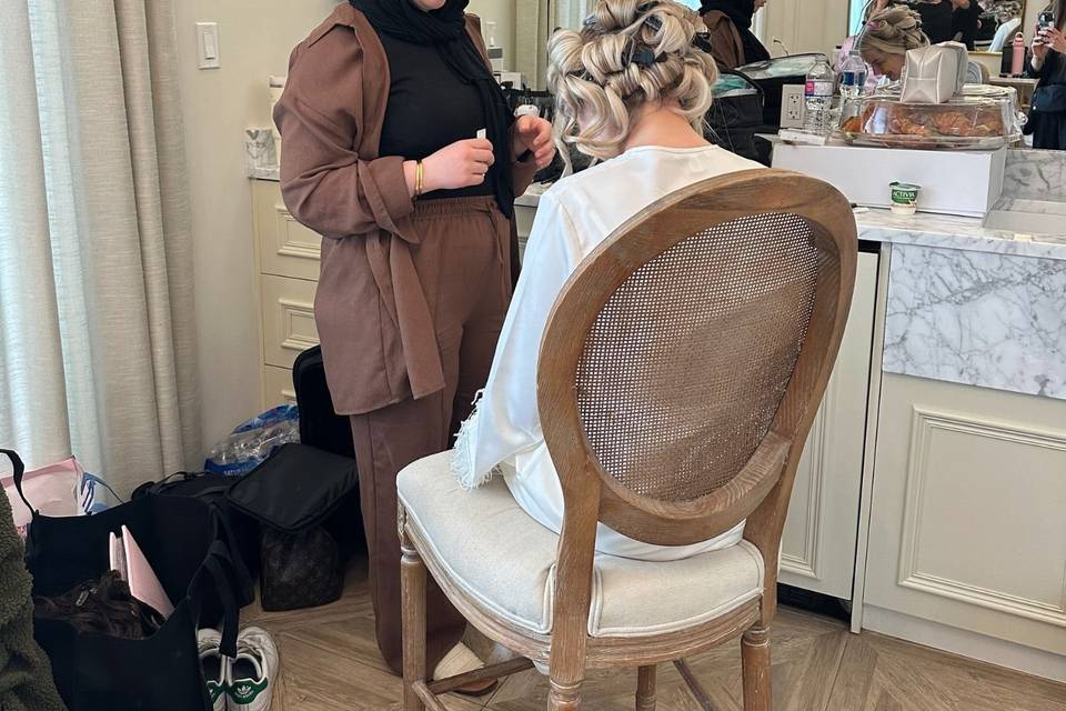 Candid bridal suit moment