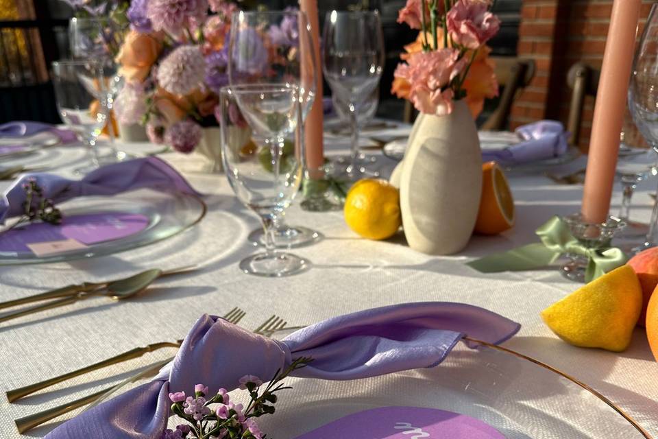 Vibrant spring wedding table