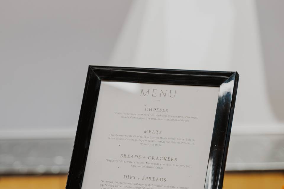 Graze table menu