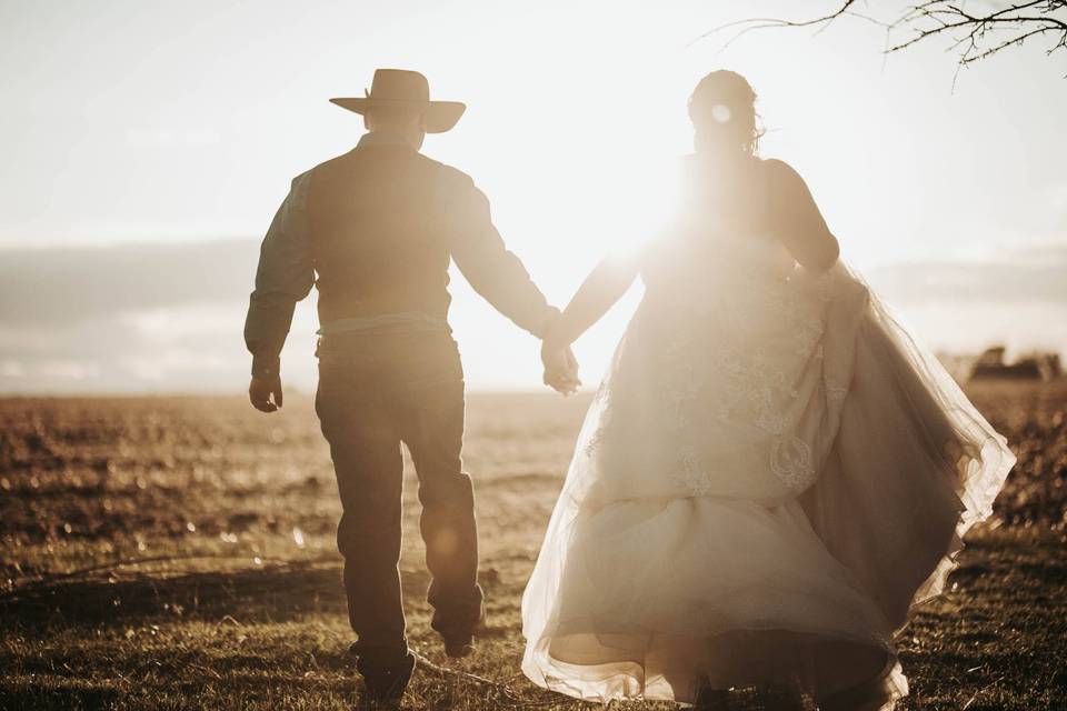 Canola field wedding