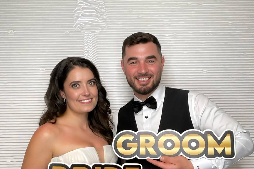 Bride and Groom at the booth