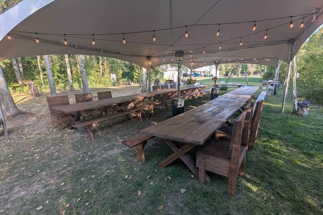 Harvest tables, benches