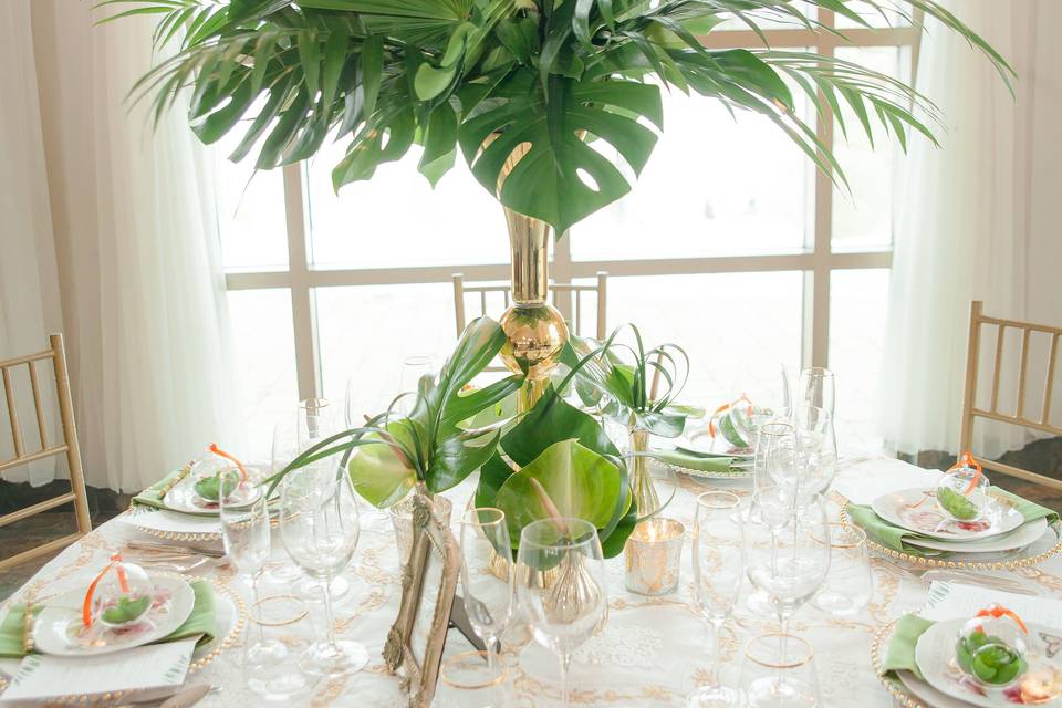 Greenery tropical centerpiece