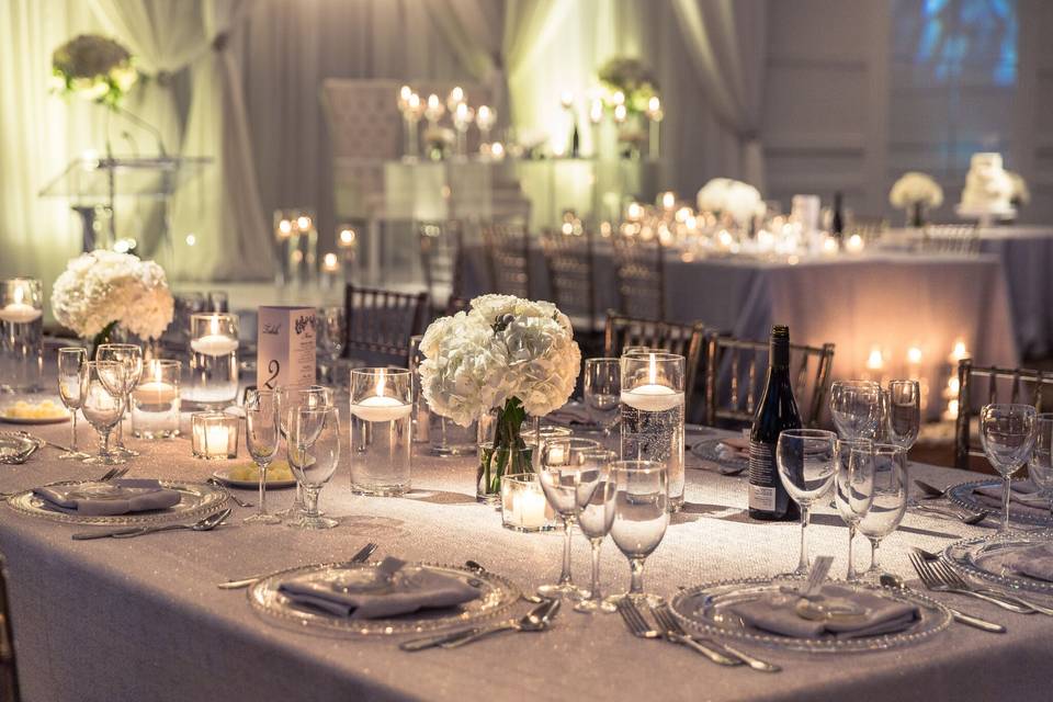 Hydrangea and Rose Centerpiece