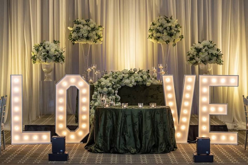 Reception Styling with Marquee