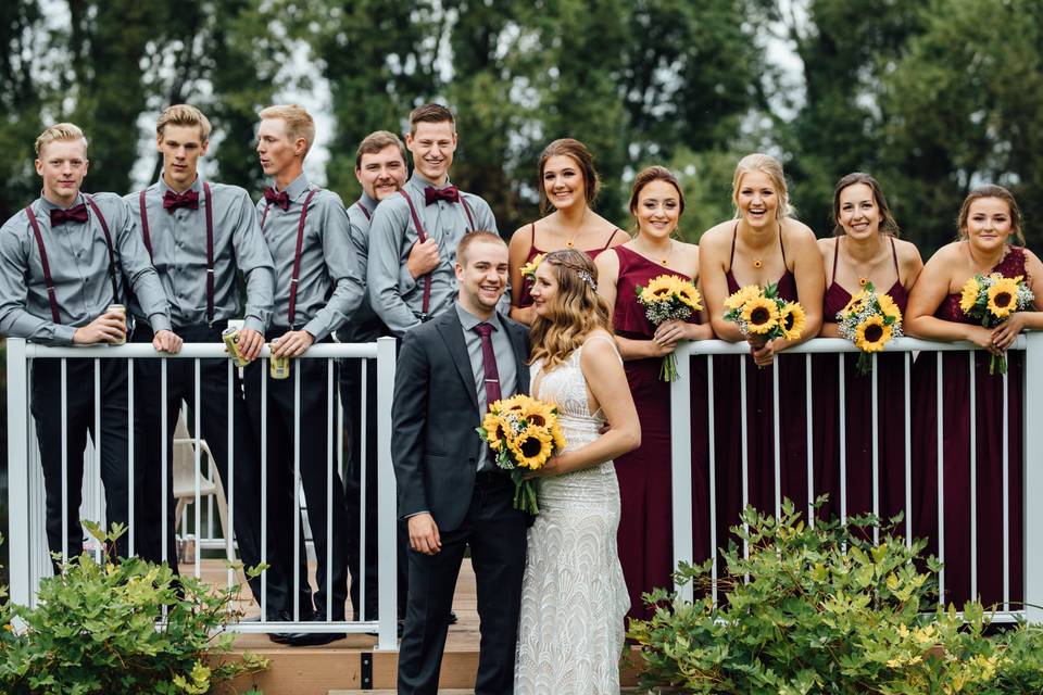 Wedding party on the dock