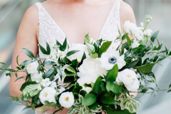 White and Green Bridal Bouquet