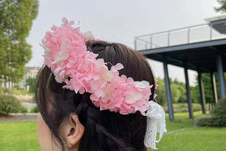 Pink dried flower headband