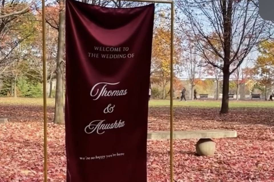 Silk welcome sign