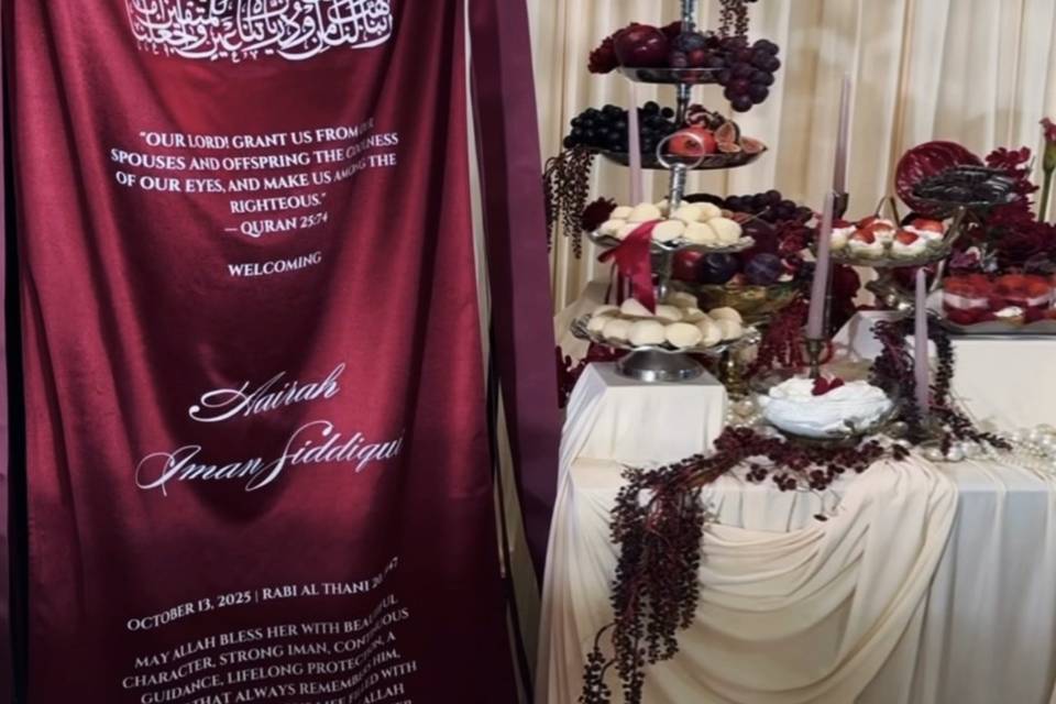 Silk welcome sign