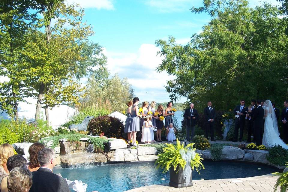 Pool side wedding