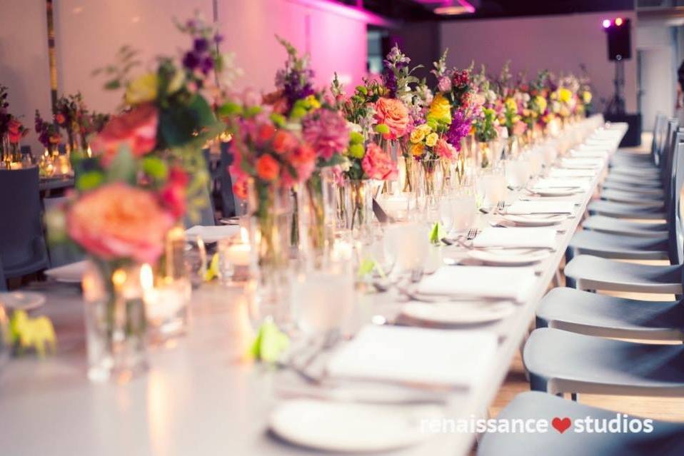 Colourful gallery tablescape
