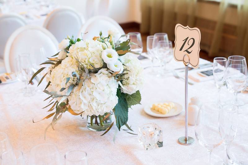 White and greenery centerpiece