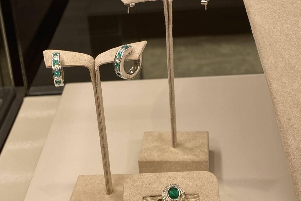 Earrings and gemstone ring