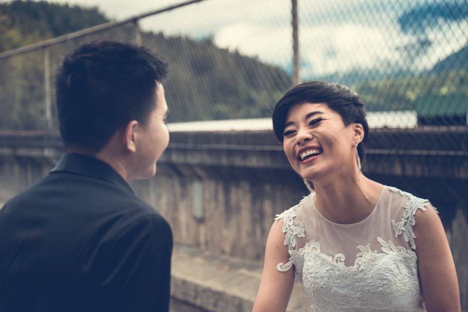 Couple laughing together