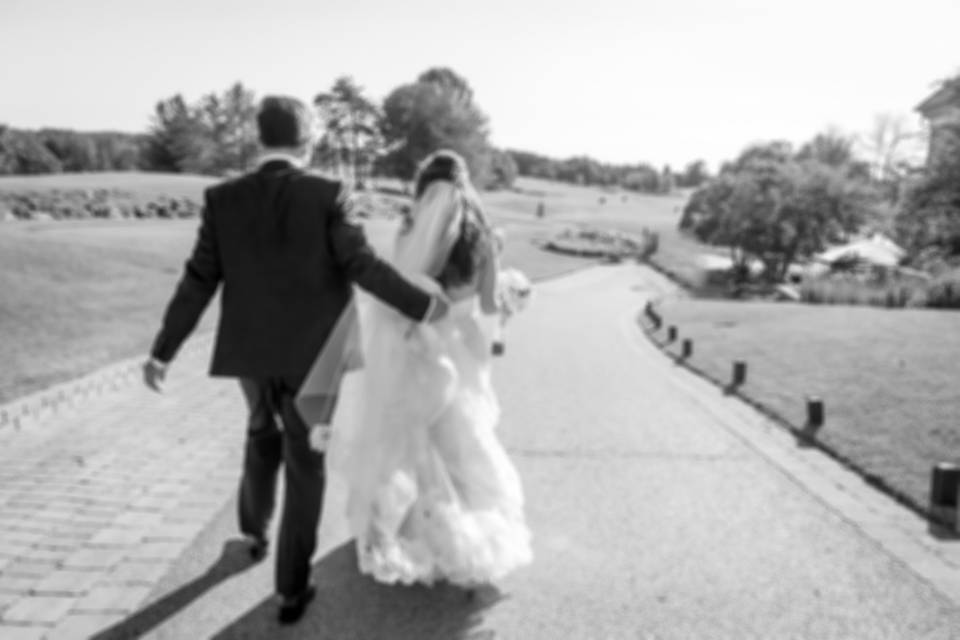 Bride groom walking