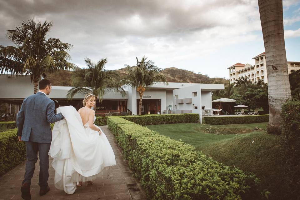 Bride groom walking away