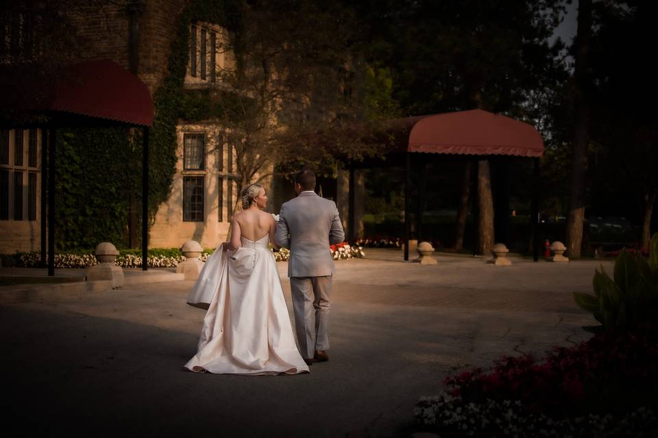 Bride groom walking