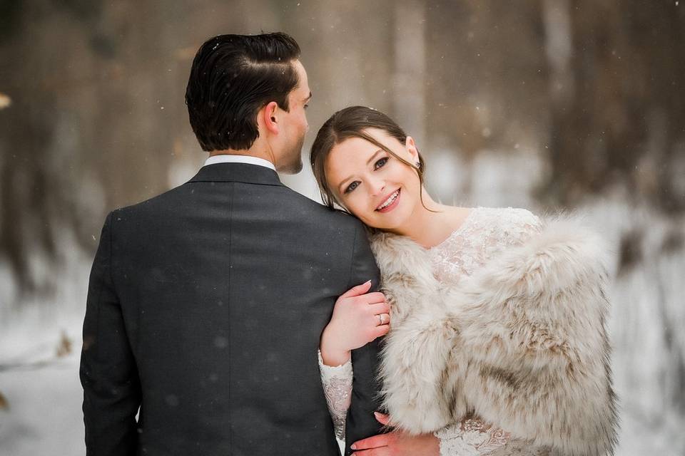 Winter wedding in a forest