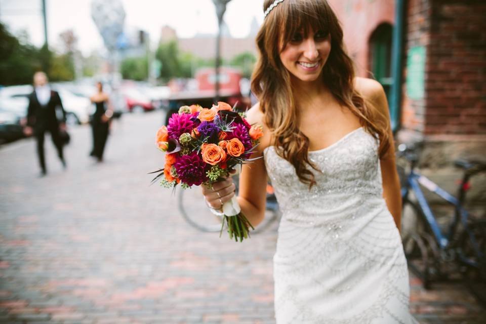 Sweetpea's bridal bouquet