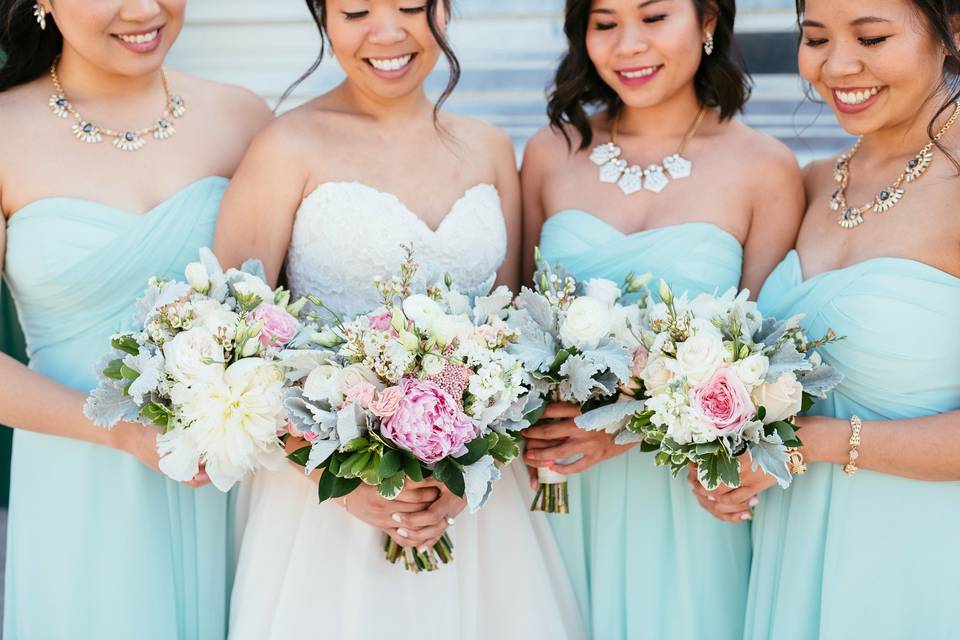 Pink and White Bridal Party by Dandie Andie Floral Designs.jpg